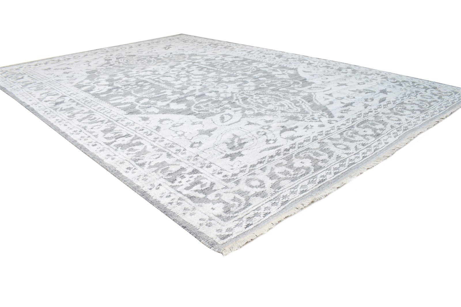 Hand Knotted Grey Wool Silk Rug 6X9 Modern Scandinavian Oriental Room Size 7864626086037