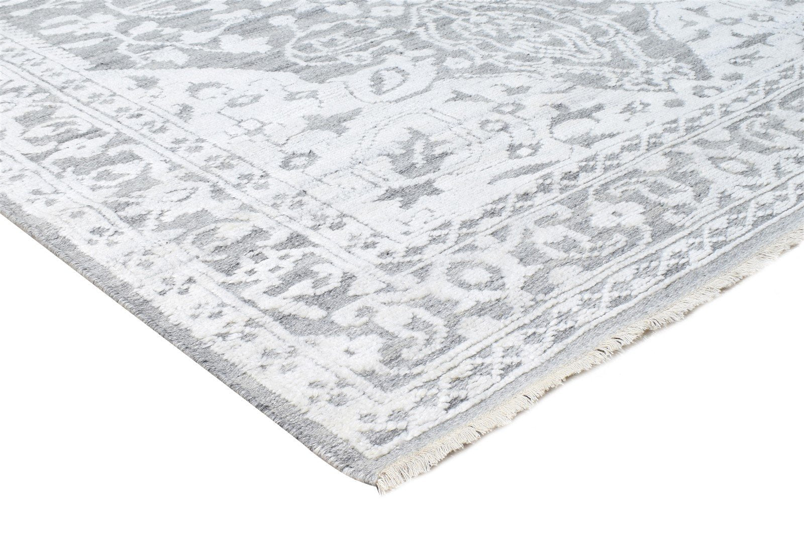 Hand Knotted Grey Wool Silk Rug 6X9 Modern Scandinavian Oriental Room Size 7864626086037