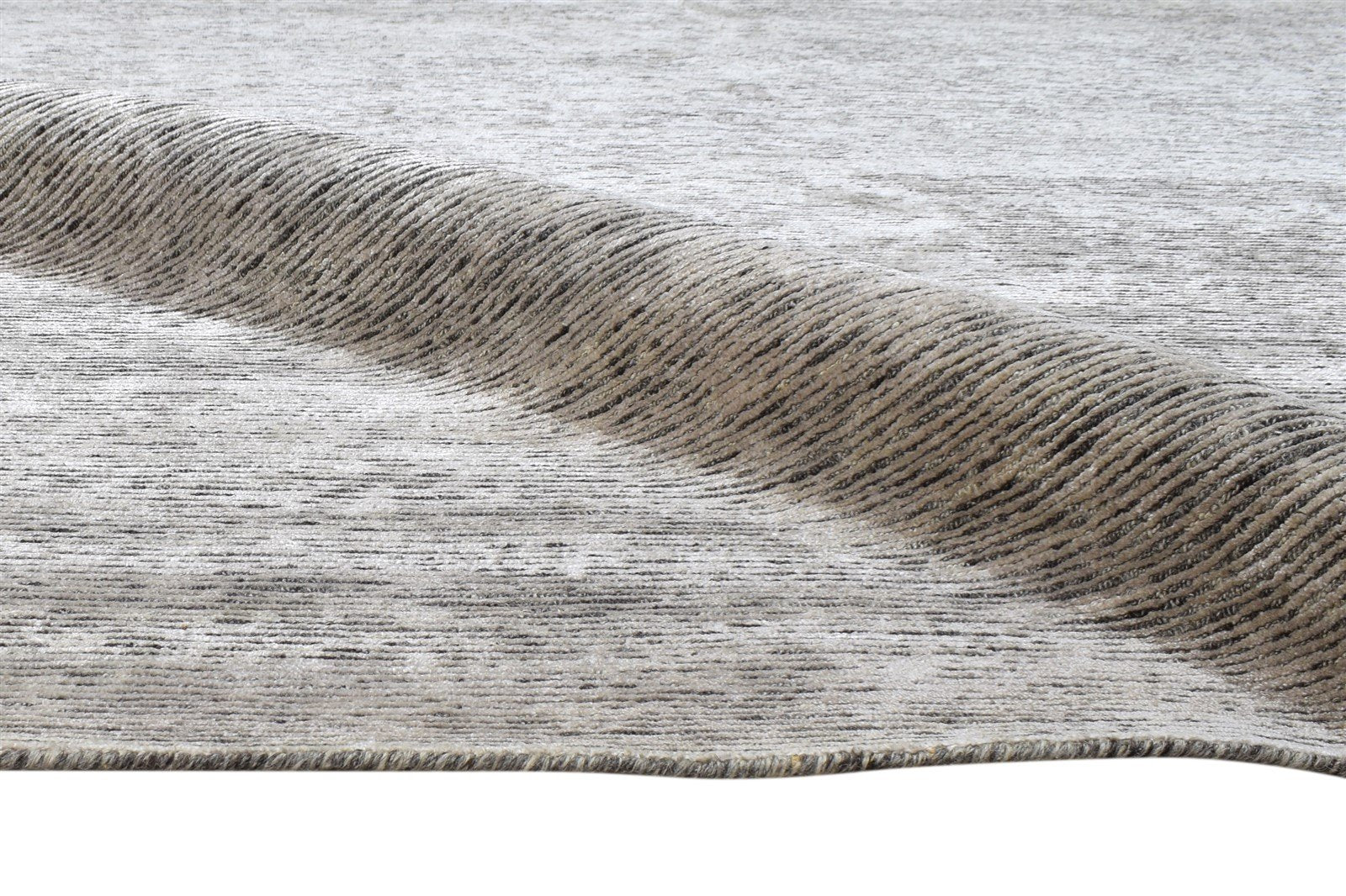 Hand Knotted Grey Wool / Silk Rug 6X9 Modern Scandinavian Solid Room Size 7864173101205