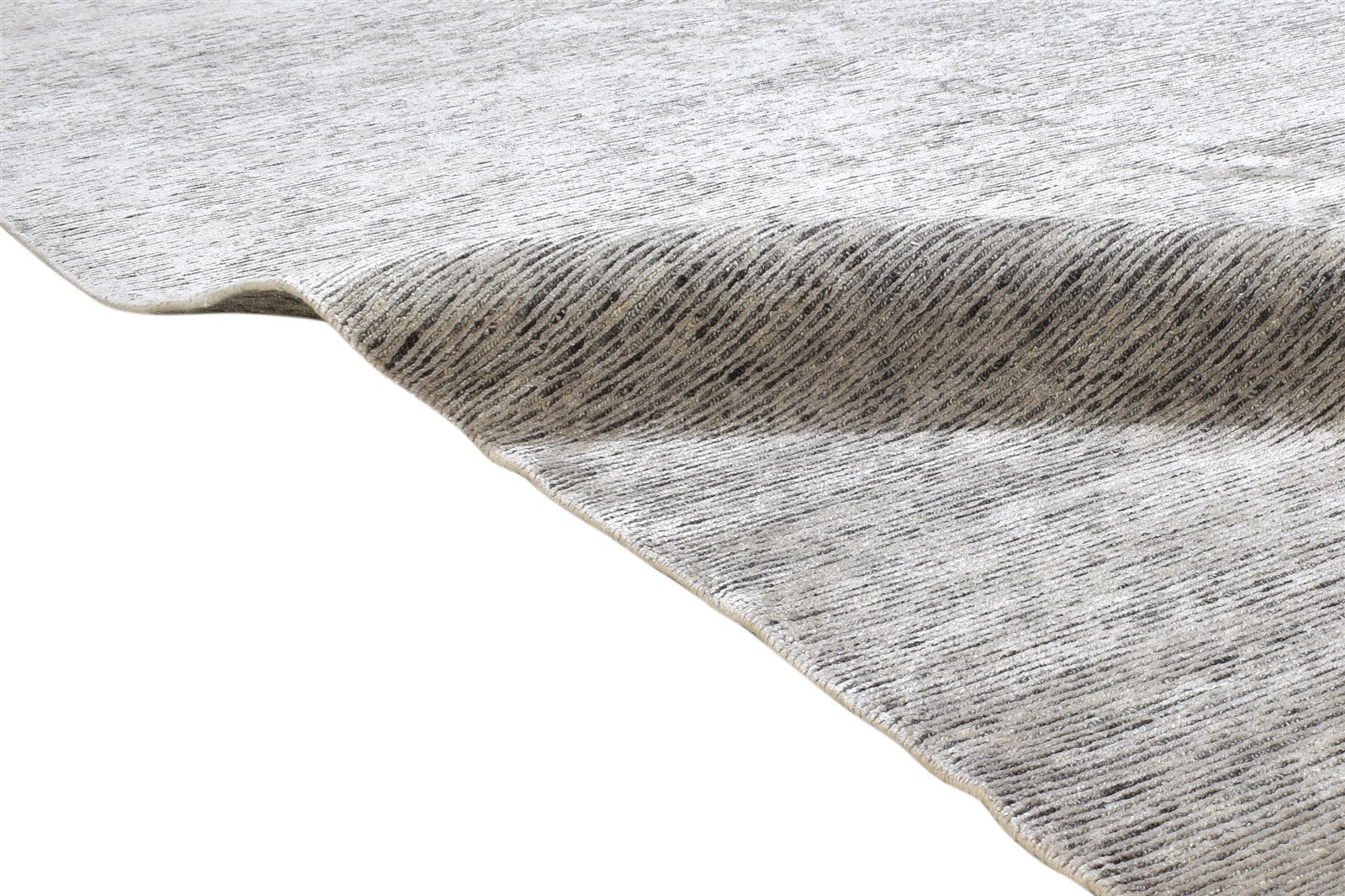 Hand Knotted Grey Wool / Silk Rug 6X9 Modern Scandinavian Solid Room Size 7864173101205