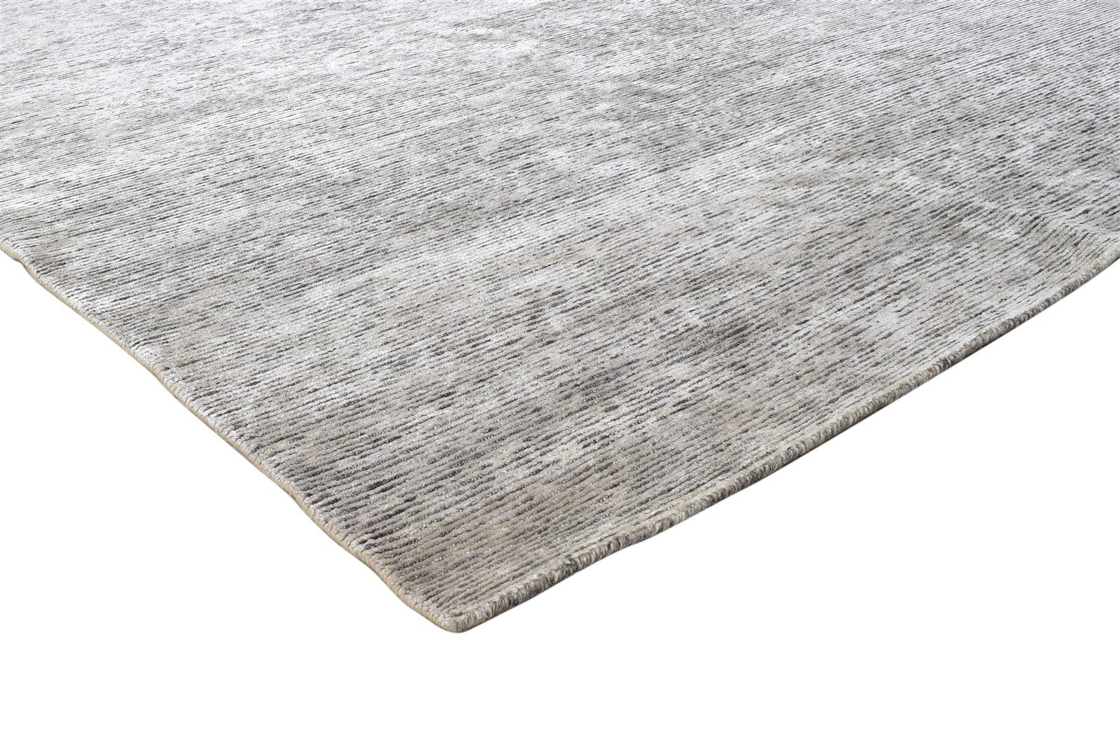 Hand Knotted Grey Wool / Silk Rug 6X9 Modern Scandinavian Solid Room Size 7864173101205