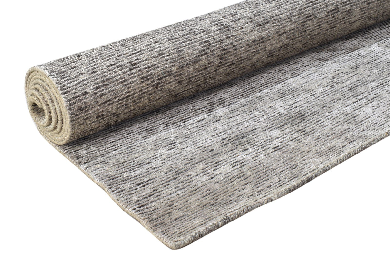 Hand Knotted Grey Wool / Silk Rug 6X9 Modern Scandinavian Solid Room Size 7864173101205