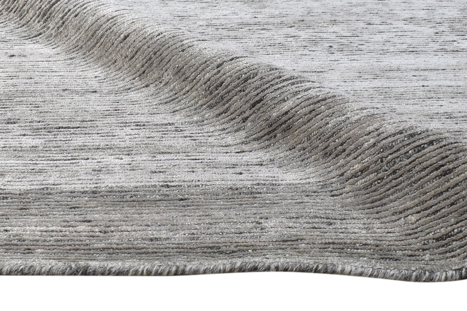 Hand Knotted Grey Wool / Silk Rug 8X10 Modern Scandinavian Solid Large Carpet 7864578736277