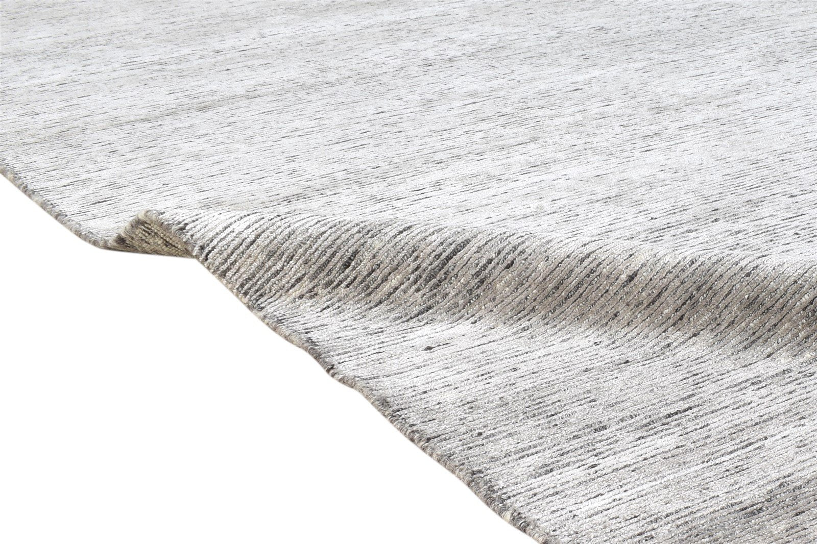 Hand Knotted Grey Wool / Silk Rug 8X10 Modern Scandinavian Solid Large Carpet 7864578736277