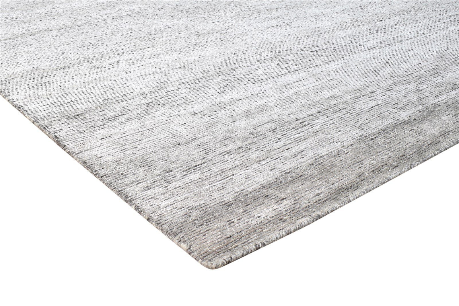 Hand Knotted Grey Wool / Silk Rug 8X10 Modern Scandinavian Solid Large Carpet 7864578736277