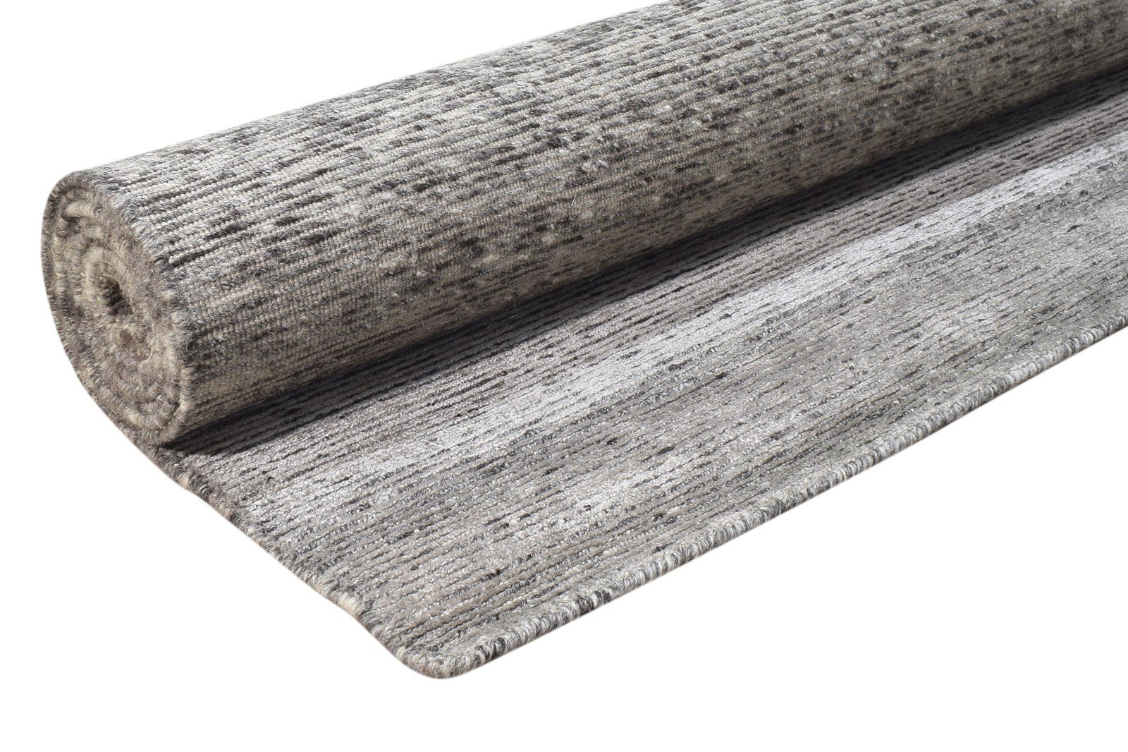 Hand Knotted Grey Wool / Silk Rug 8X10 Modern Scandinavian Solid Large Carpet 7864578736277