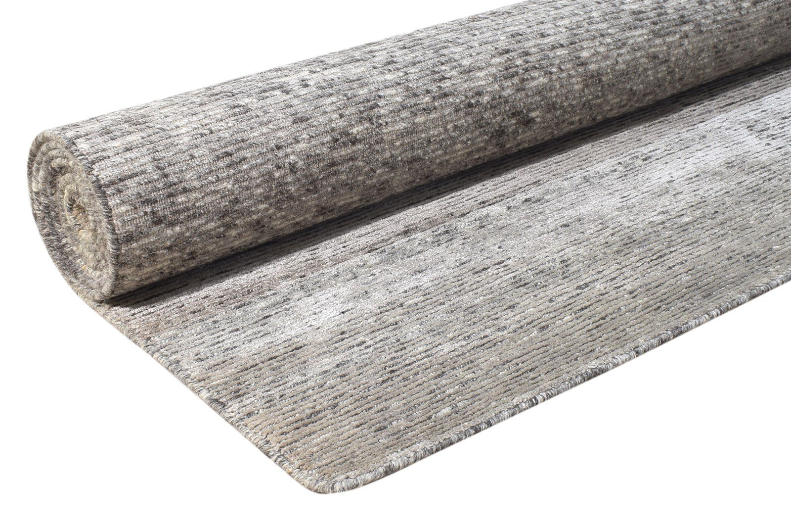 Hand Knotted Grey Wool / Silk Rug 8X10 Modern Scandinavian Solid Large Carpet 7864579784853