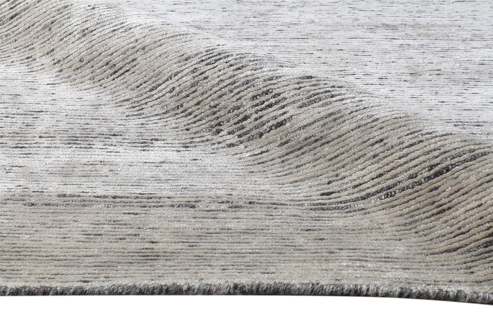 Hand Knotted Grey Wool / Silk Rug 8X9 Modern Scandinavian Solid Large Carpet 7864577523861