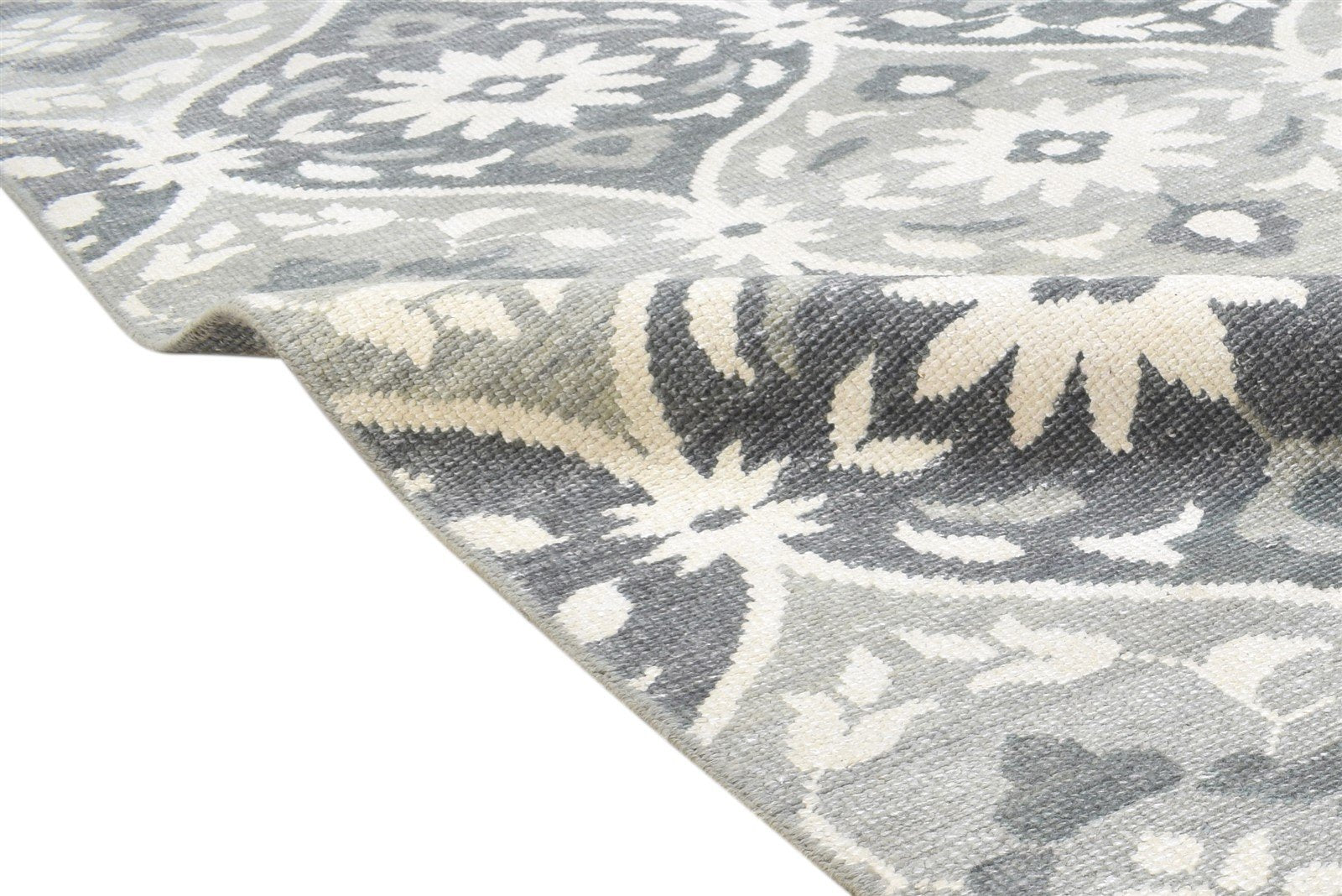 Hand Knotted Grey Wool Silk Rug 9' X 12' Modern Moroccan Trellis Large Carpet 7864104616085