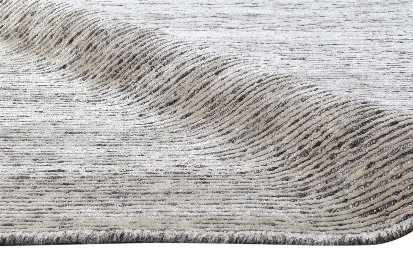 Hand Knotted Grey Wool / Silk Rug 9X12 Modern Scandinavian Solid Large Carpet 7864576737429