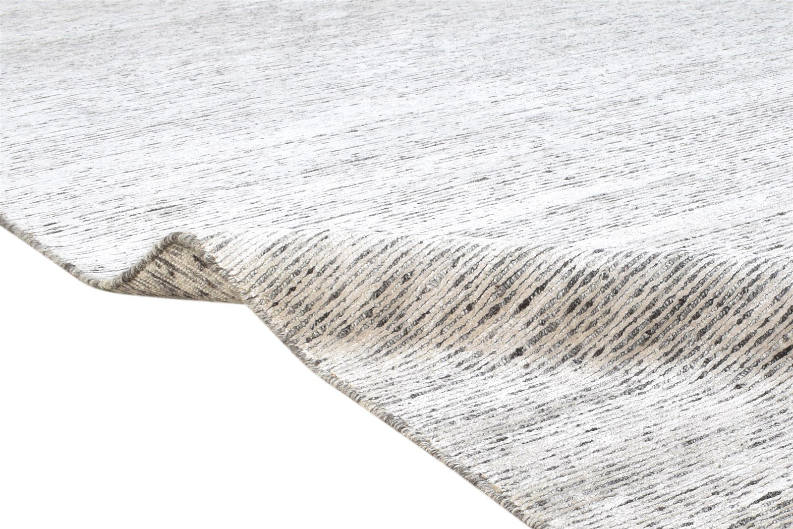 Hand Knotted Grey Wool / Silk Rug 9X12 Modern Scandinavian Solid Large Carpet 7864576737429