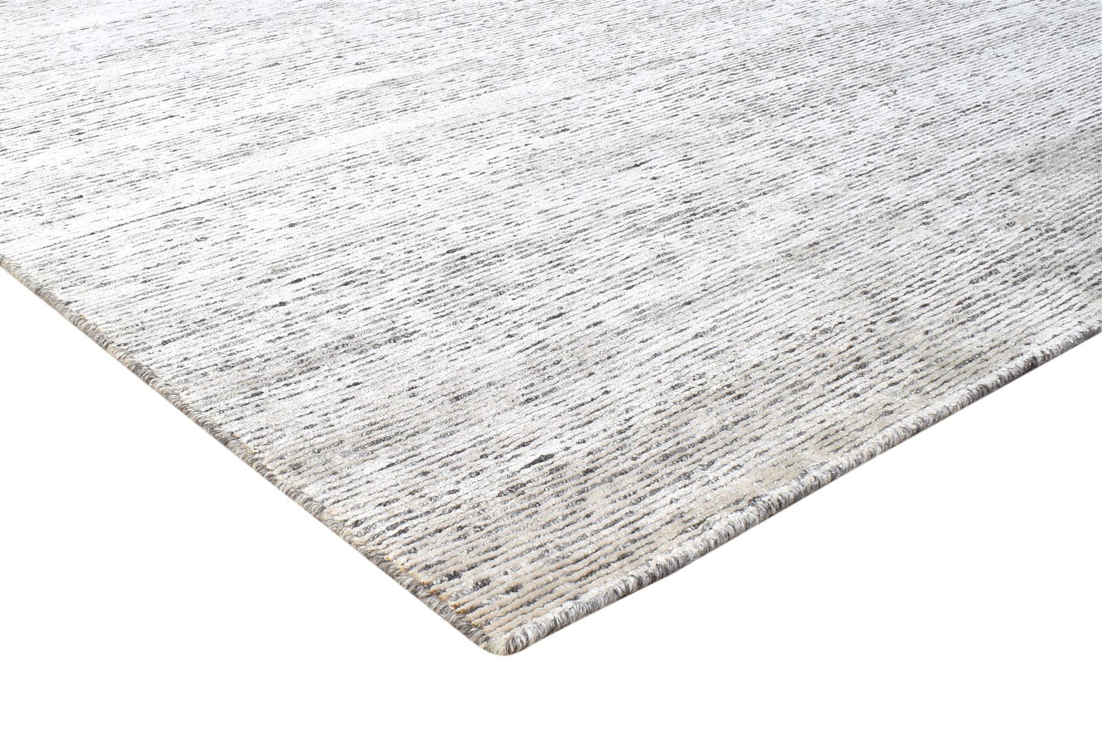 Hand Knotted Grey Wool / Silk Rug 9X12 Modern Scandinavian Solid Large Carpet 7864576737429