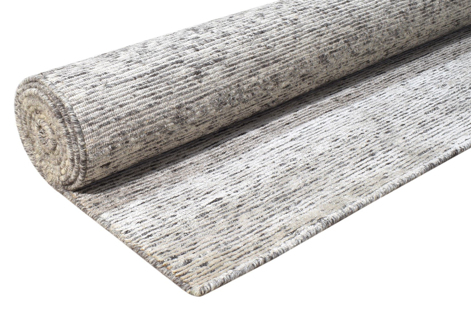 Hand Knotted Grey Wool / Silk Rug 9X12 Modern Scandinavian Solid Large Carpet 7864576737429