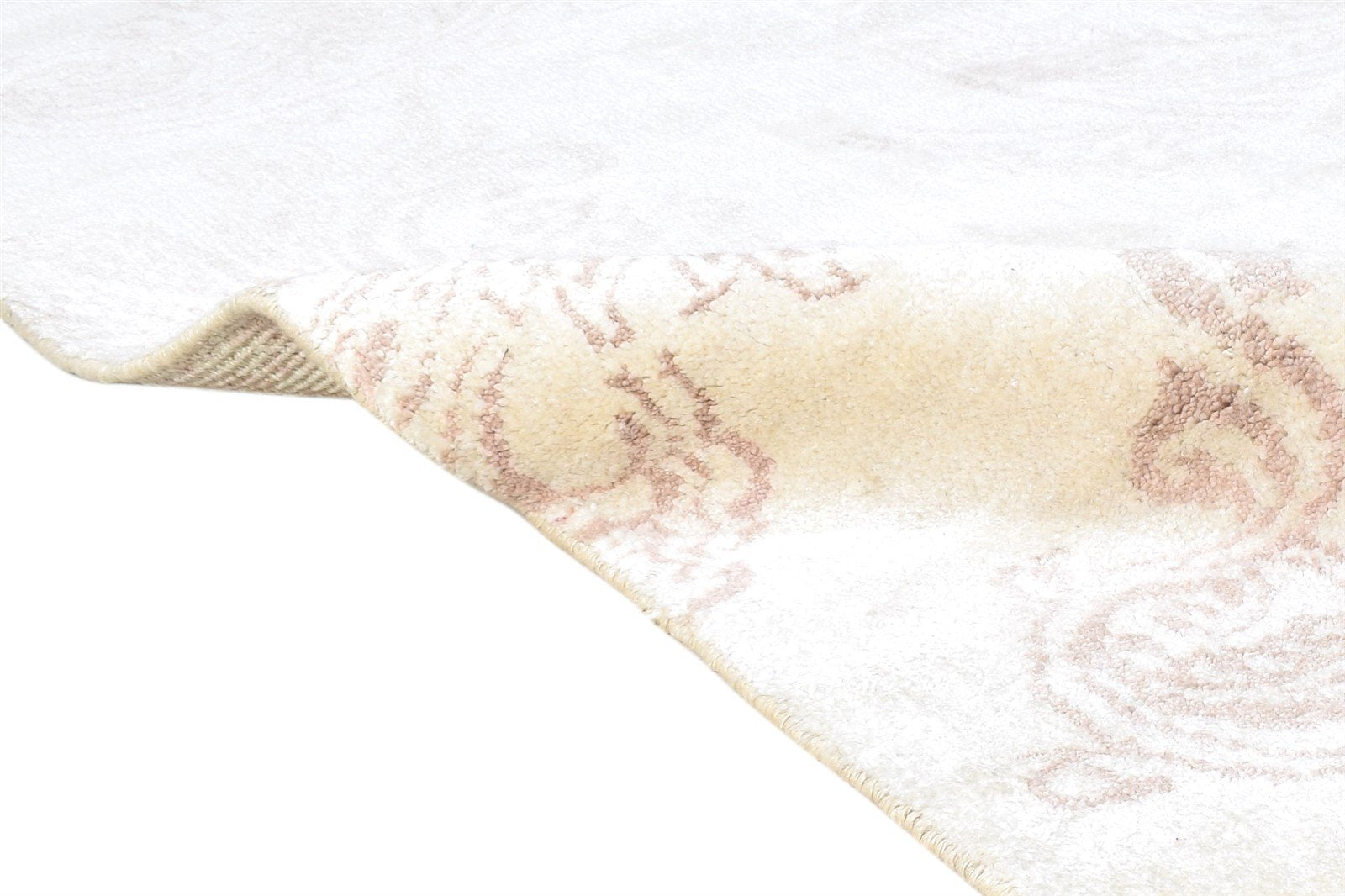 Hand Knotted Ivory Rayon From Bamboo Rug 6X9 Modern French Abstract Room Size 7864998920341