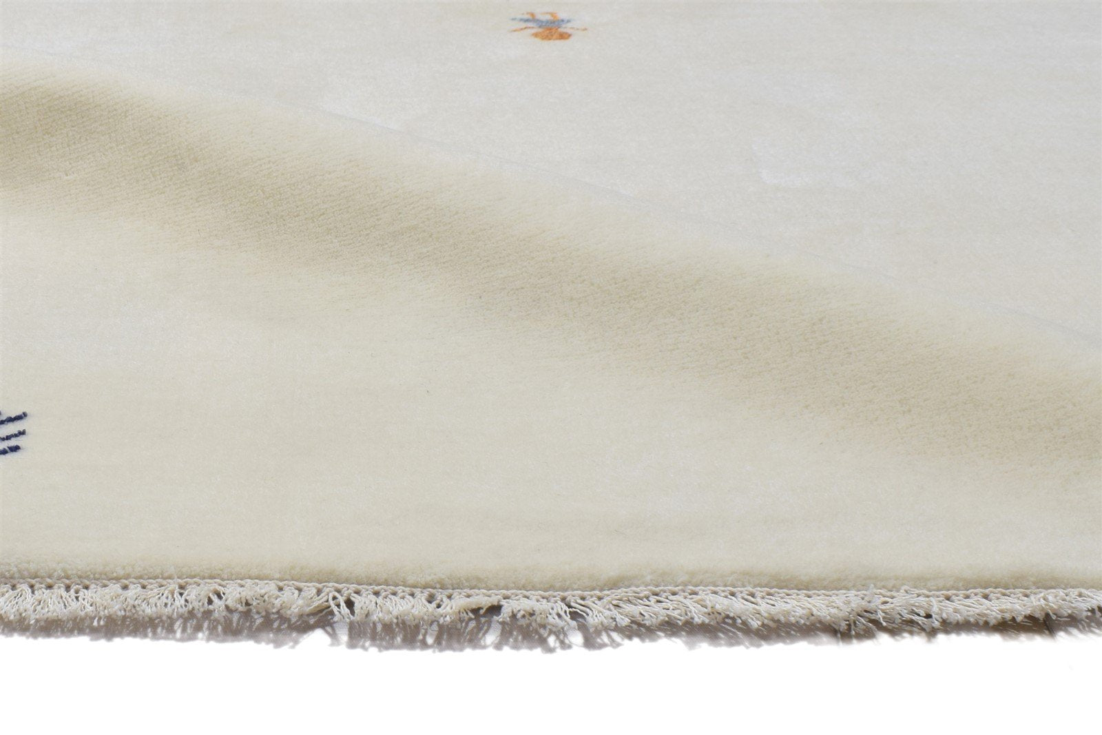 Hand Knotted Ivory Wool Rug 3' X 5' Persian Gabbeh Southwestern Small Carpet 7864199741589