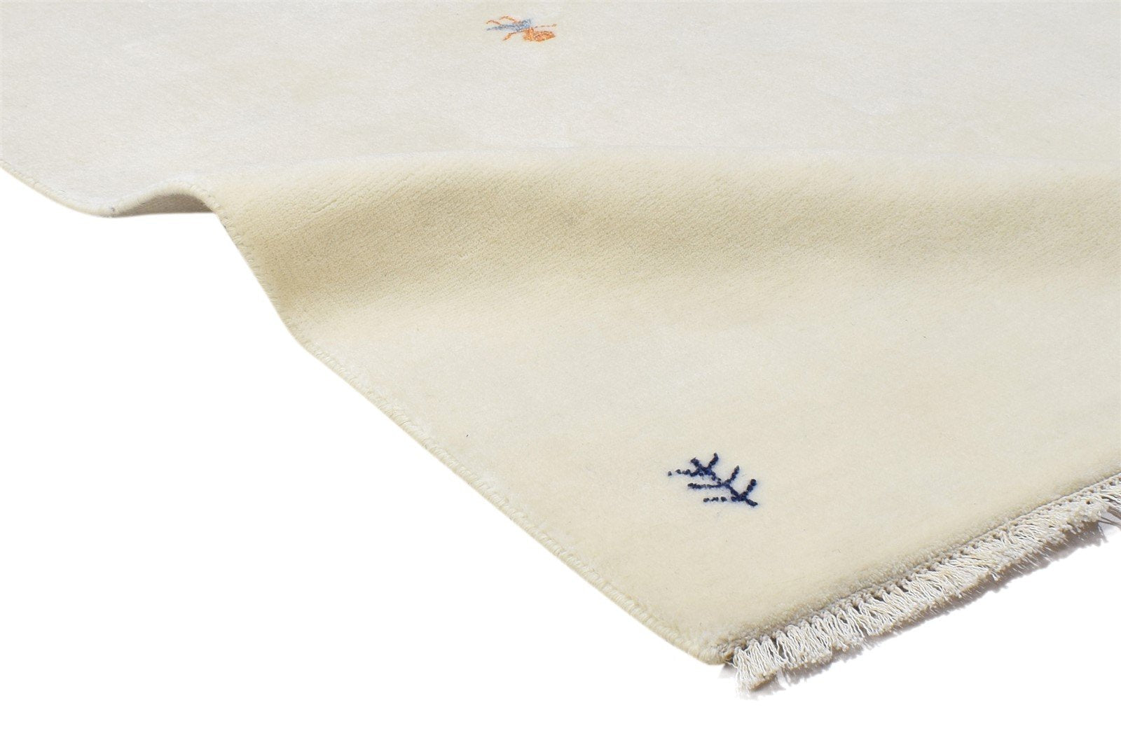 Hand Knotted Ivory Wool Rug 3' X 5' Persian Gabbeh Southwestern Small Carpet 7864199741589
