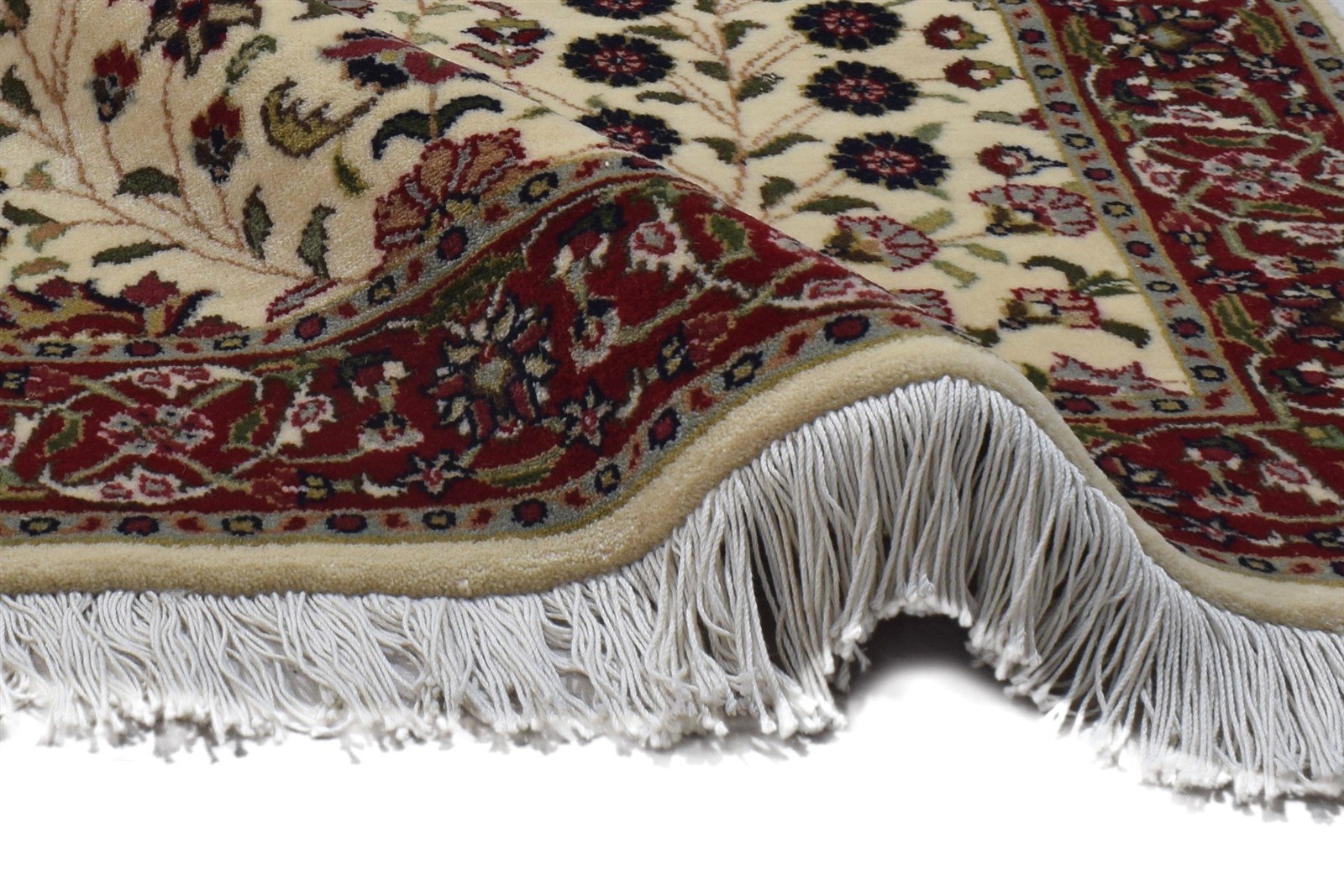 Hand Knotted Ivory Wool Rug 3' X 8' Persian Sarouk-Indian Oriental Small Runner 7864089411733