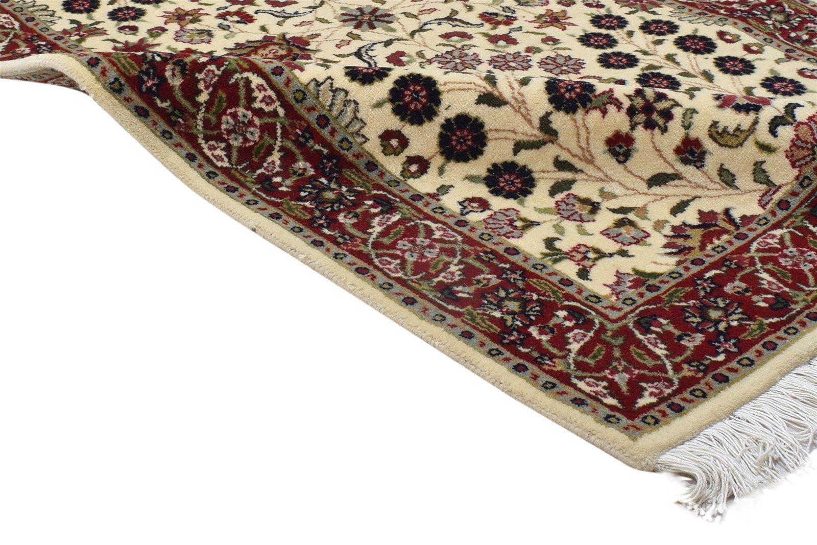 Hand Knotted Ivory Wool Rug 3' X 8' Persian Sarouk-Indian Oriental Small Runner 7864089411733