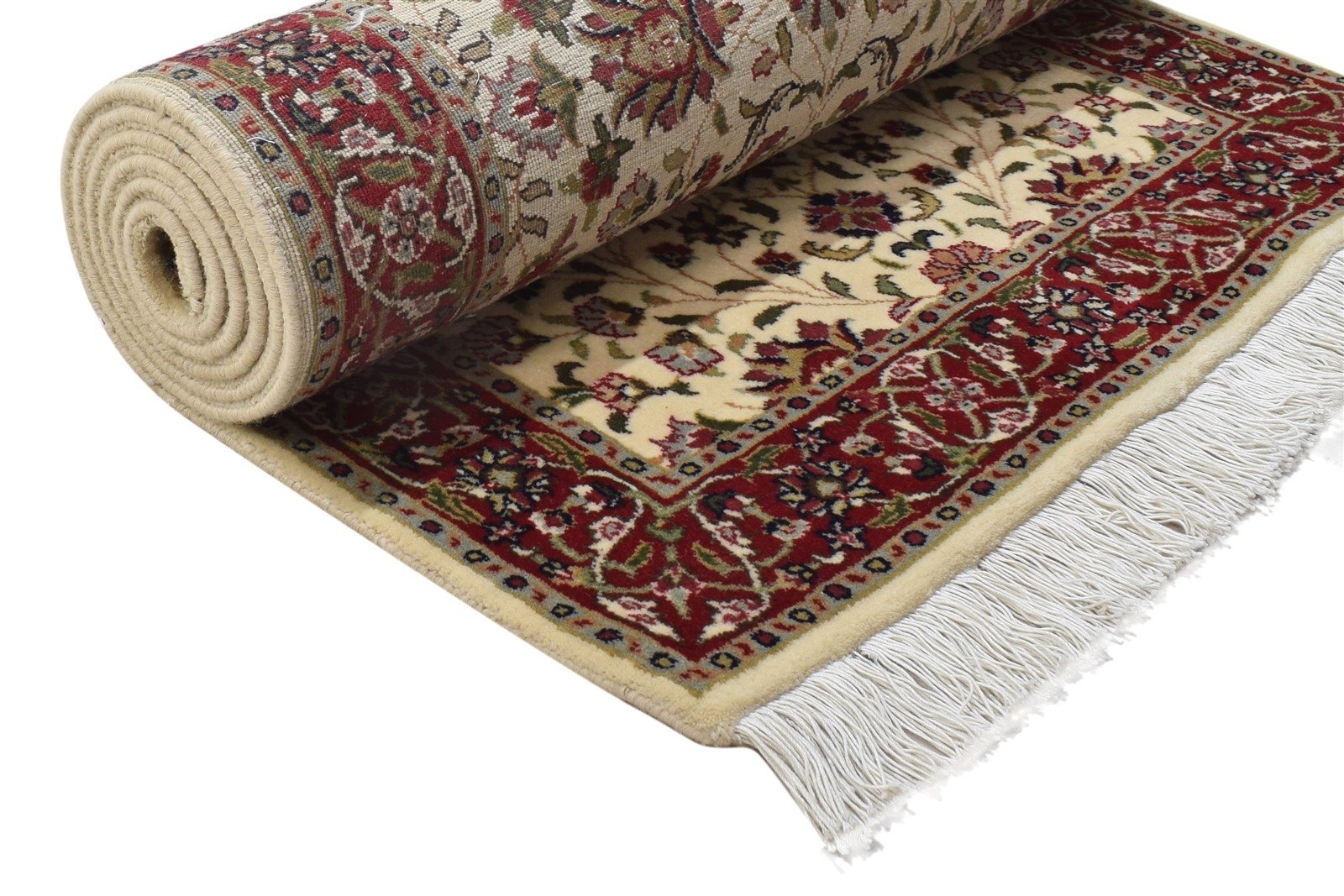 Hand Knotted Ivory Wool Rug 3' X 8' Persian Sarouk-Indian Oriental Small Runner 7864089411733