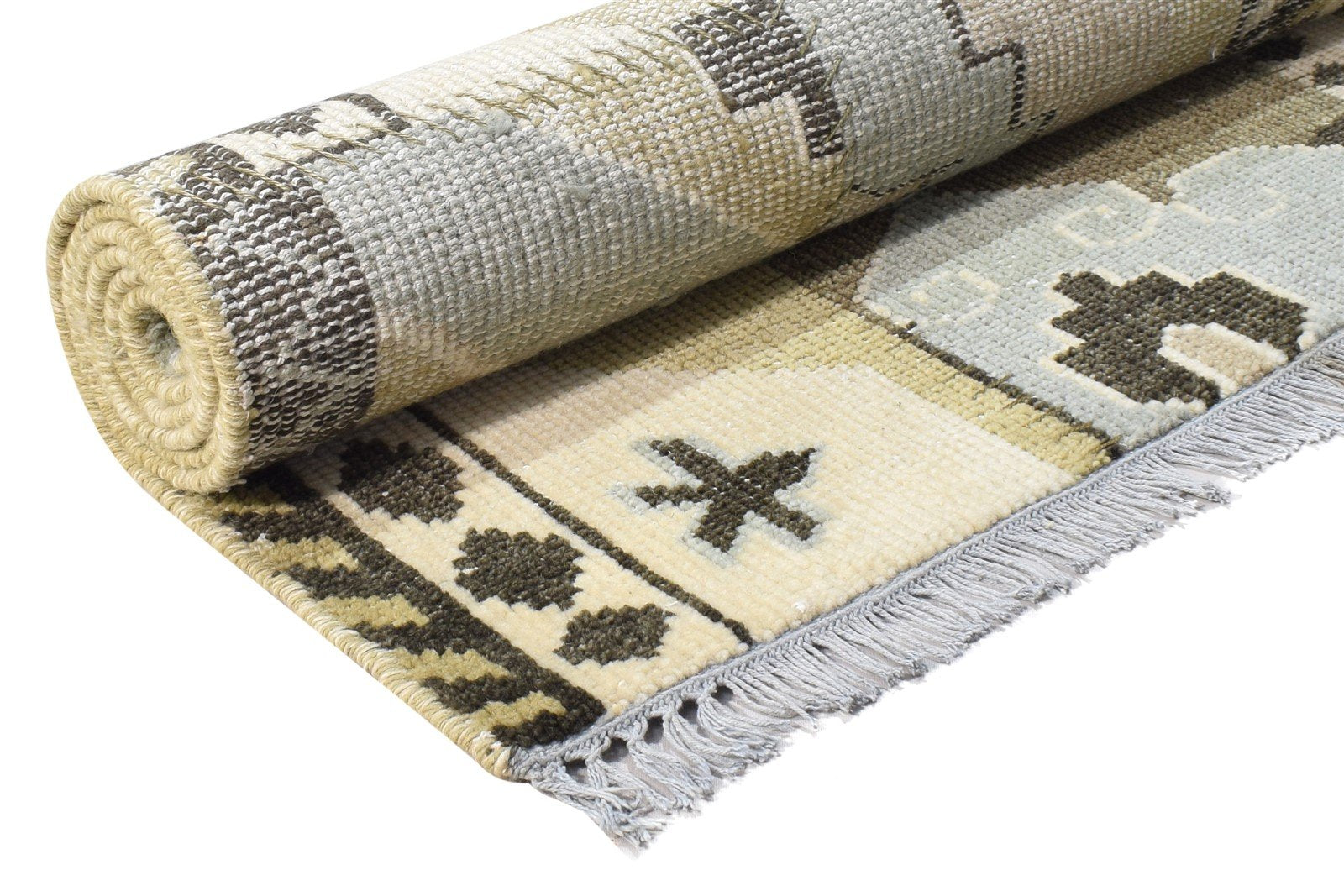 Hand Knotted Ivory Wool Rug 5' X 6' Persian Mughal Oriental Room Size Carpet 7864995348629