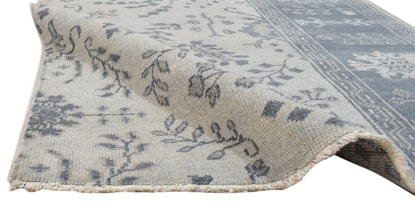 Hand Knotted Ivory Wool Rug 5X6 Persian Sarouk-Indian Oriental Room Size Carpet 7860681277589