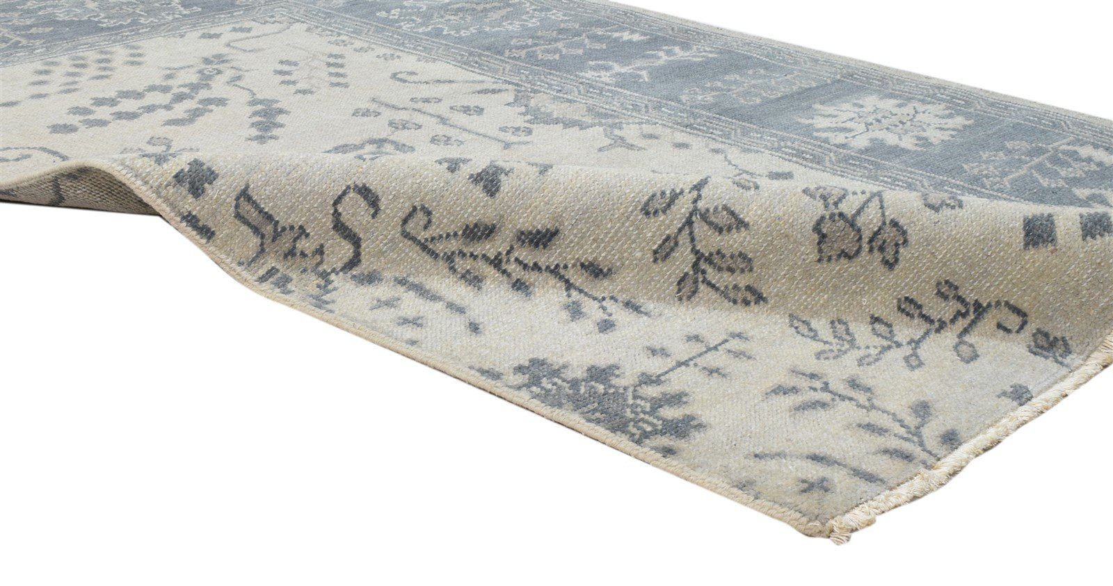 Hand Knotted Ivory Wool Rug 5X6 Persian Sarouk-Indian Oriental Room Size Carpet 7860681277589