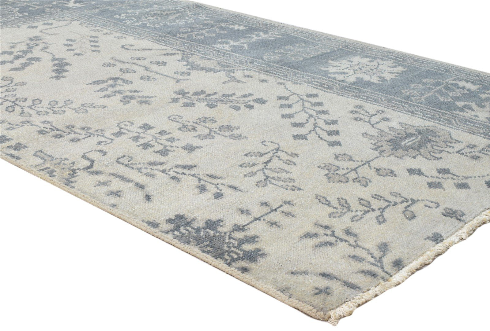Hand Knotted Ivory Wool Rug 5X6 Persian Sarouk-Indian Oriental Room Size Carpet 7860681277589
