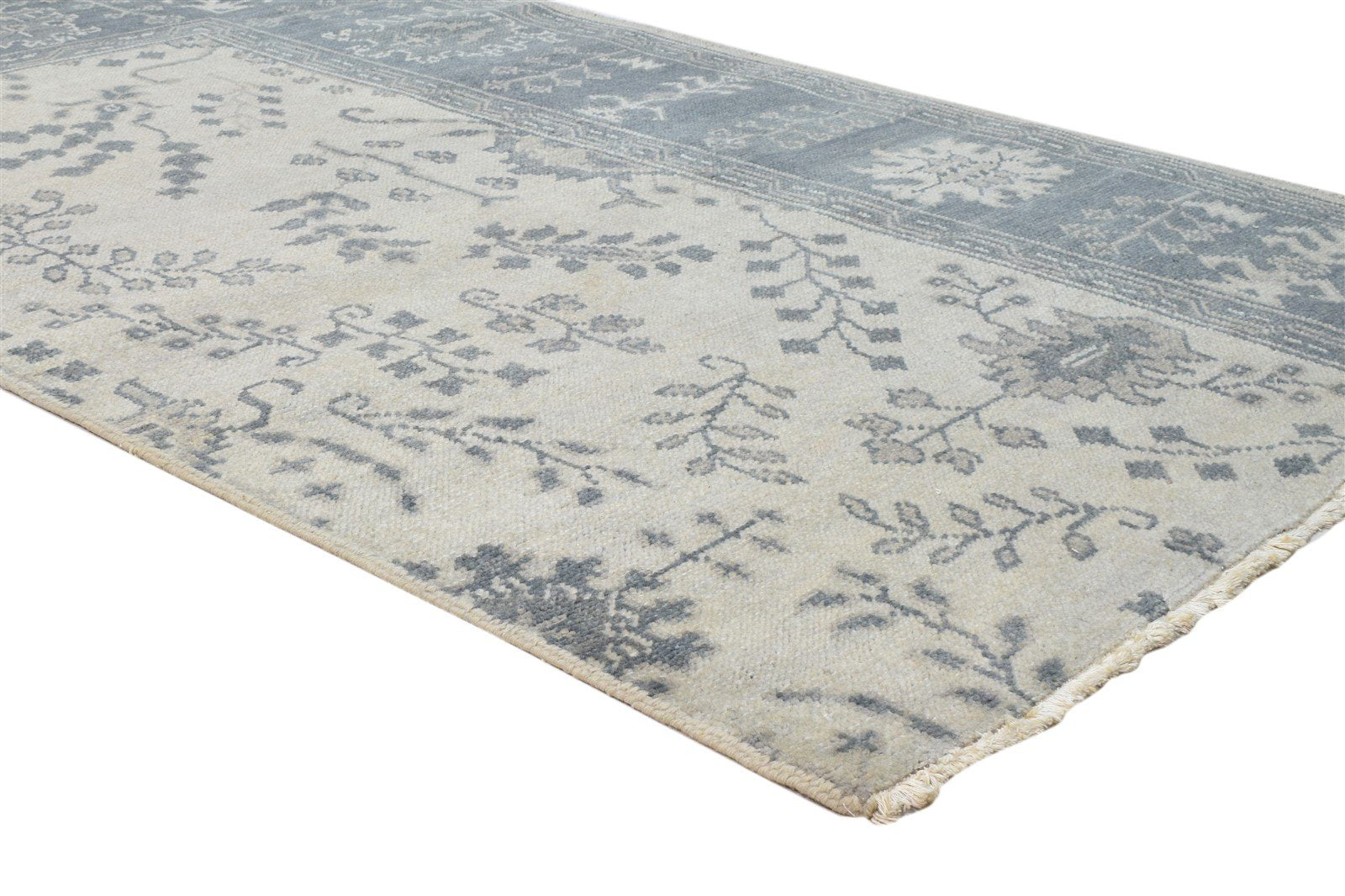 Hand Knotted Ivory Wool Rug 5X6 Persian Sarouk-Indian Oriental Room Size Carpet 7860681277589