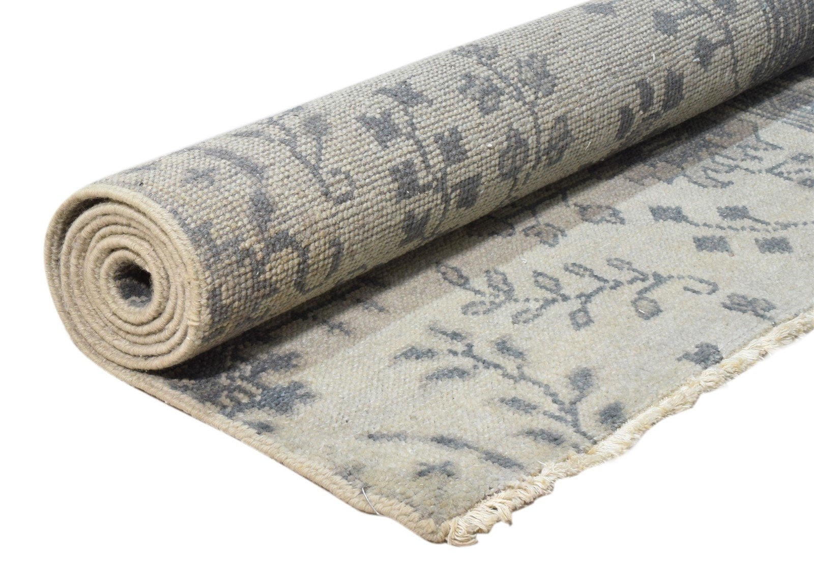 Hand Knotted Ivory Wool Rug 5X6 Persian Sarouk-Indian Oriental Room Size Carpet 7860681277589