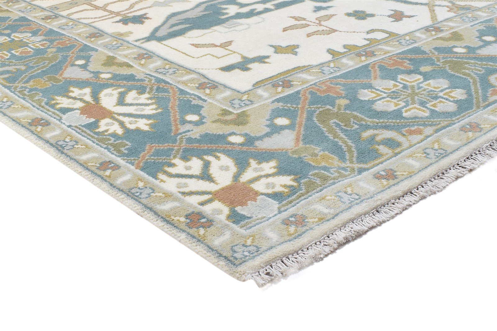 Hand Knotted Ivory Wool Rug 8' X 10' Persian Oushak Oriental Large Carpet 7864324587669
