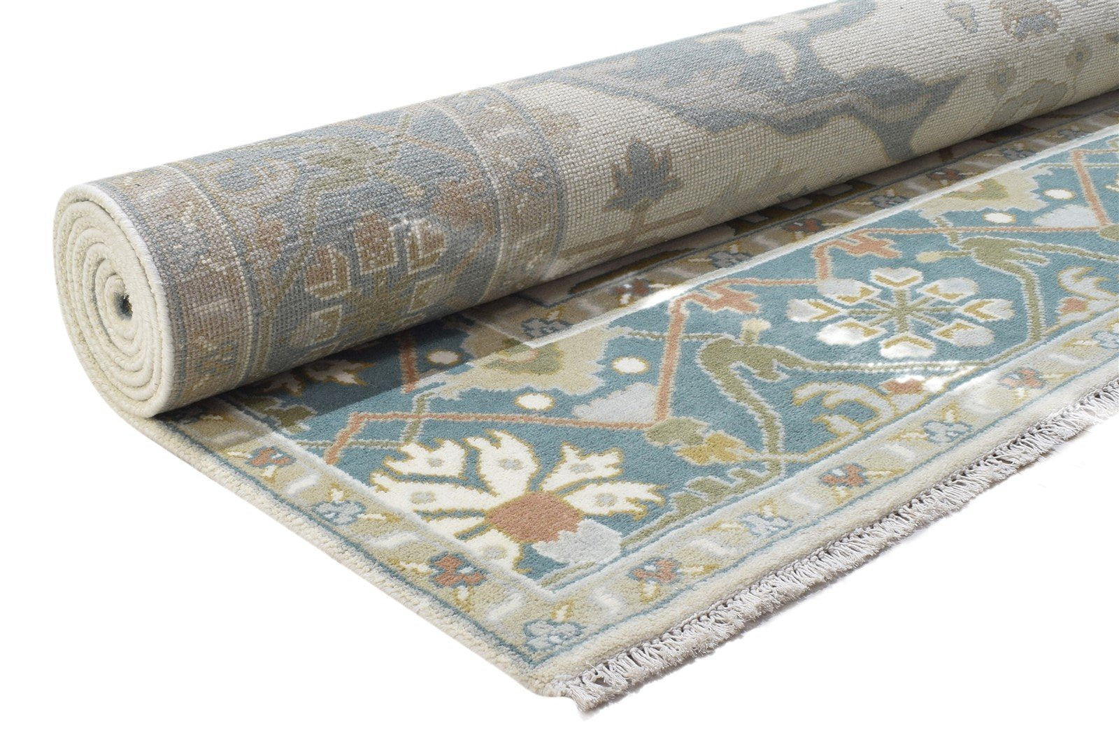Hand Knotted Ivory Wool Rug 8' X 10' Persian Oushak Oriental Large Carpet 7864324587669