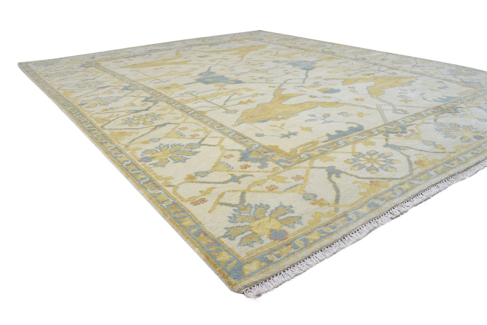 Hand Knotted Ivory Wool Rug 8' X 10' Persian Oushak Oriental Large Carpet 7864182603925