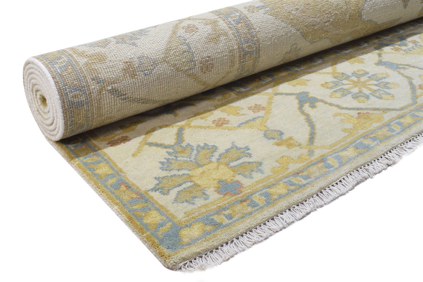 Hand Knotted Ivory Wool Rug 8' X 10' Persian Oushak Oriental Large Carpet 7864182603925