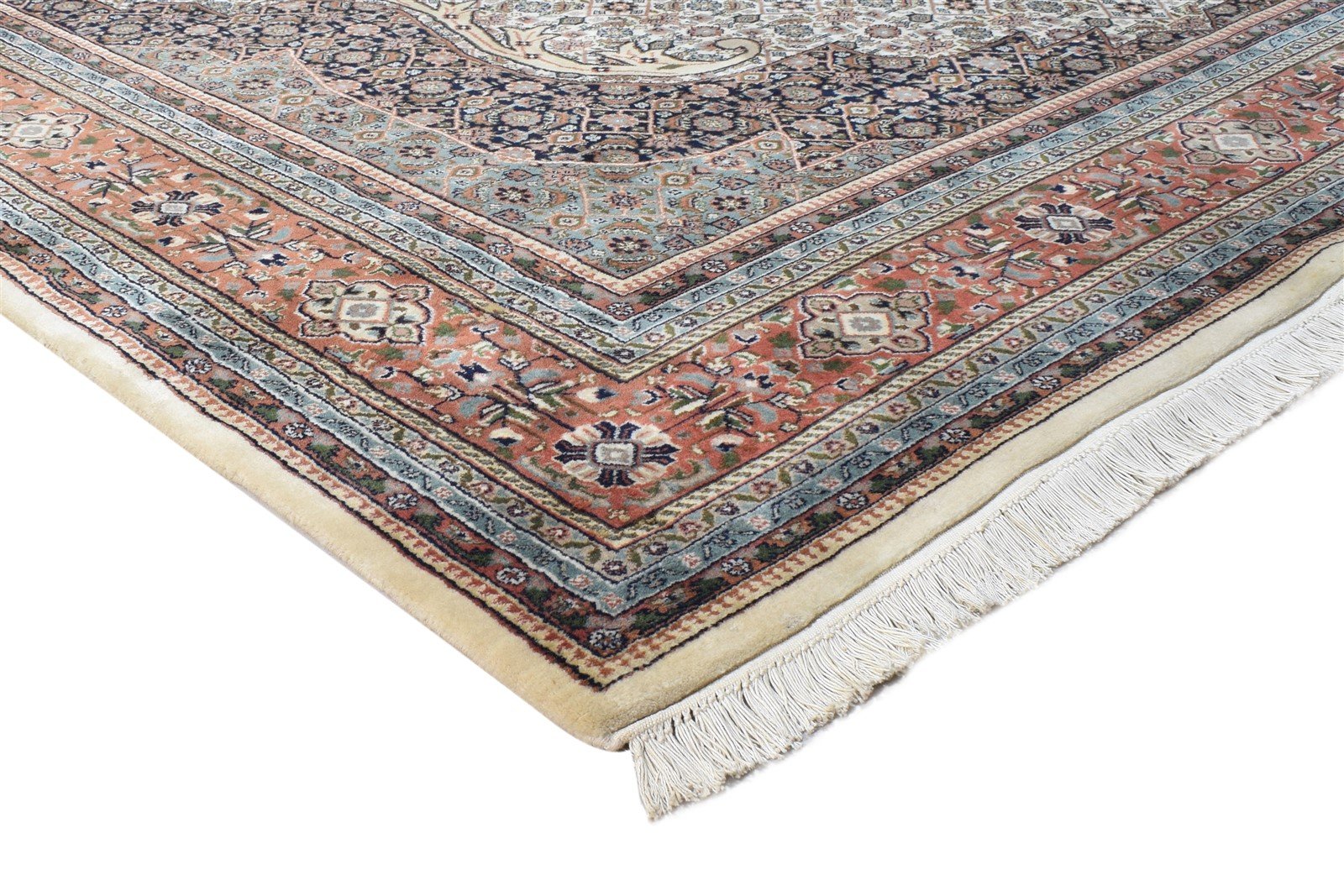 Hand Knotted Ivory Wool Rug 8' X 12' Persian Mir Oriental Large Carpet 7864631820437