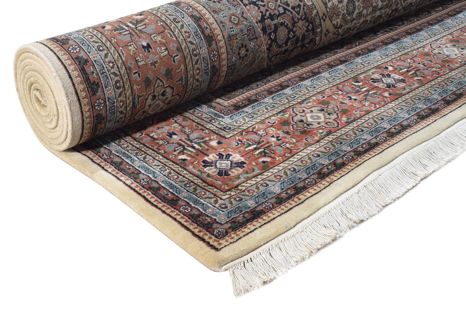 Hand Knotted Ivory Wool Rug 8' X 12' Persian Mir Oriental Large Carpet 7864631820437