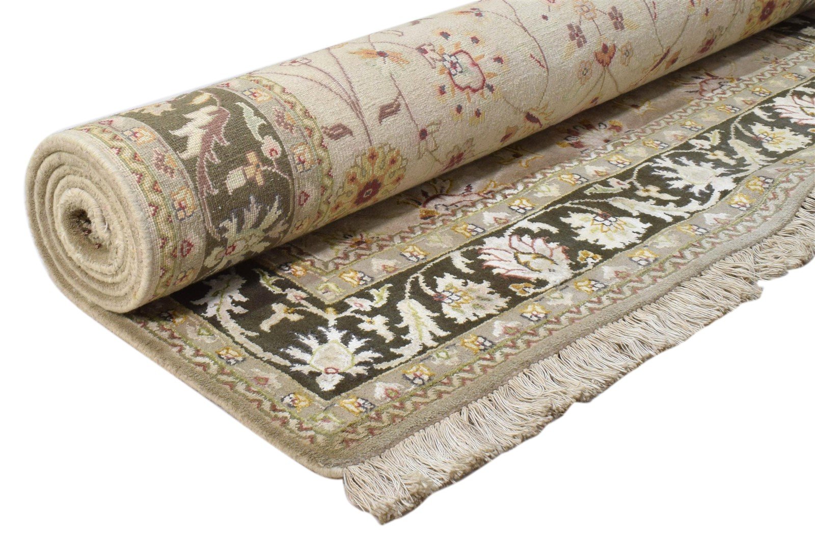 Hand Knotted Ivory Wool / Silk Rug 4X7 Persian Kashan Oriental Room Size Carpet 7860693041301