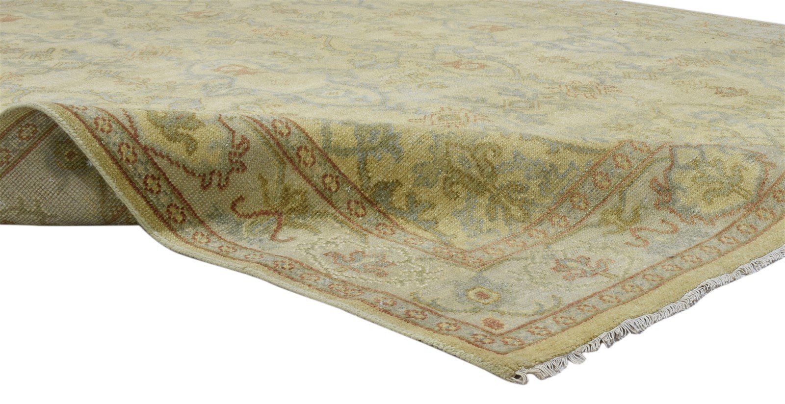 Hand Knotted Lime Wool Rug 8' X 10' Persian Kashan Oriental Large Carpet 7864083087509