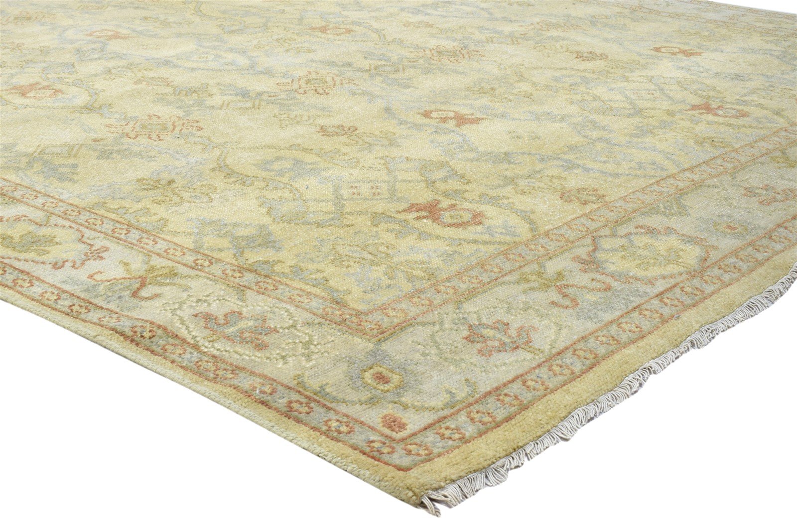Hand Knotted Lime Wool Rug 8' X 10' Persian Kashan Oriental Large Carpet 7864083087509