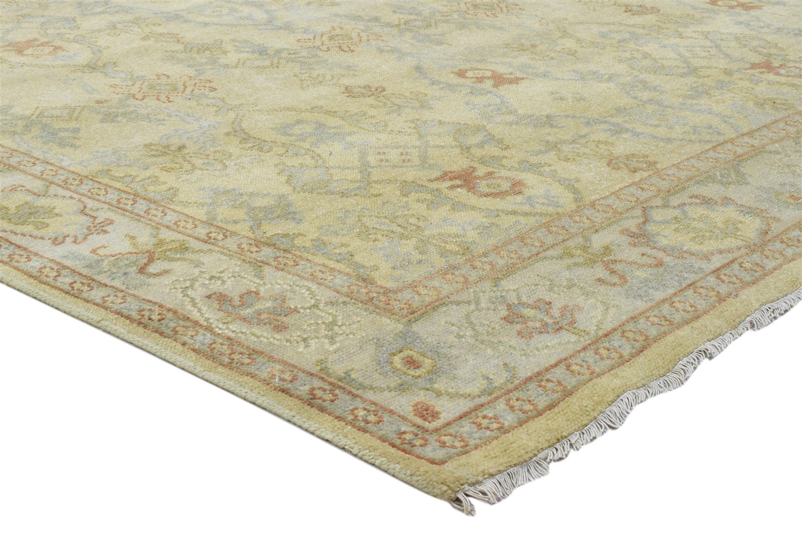 Hand Knotted Lime Wool Rug 8' X 10' Persian Kashan Oriental Large Carpet 7864083087509