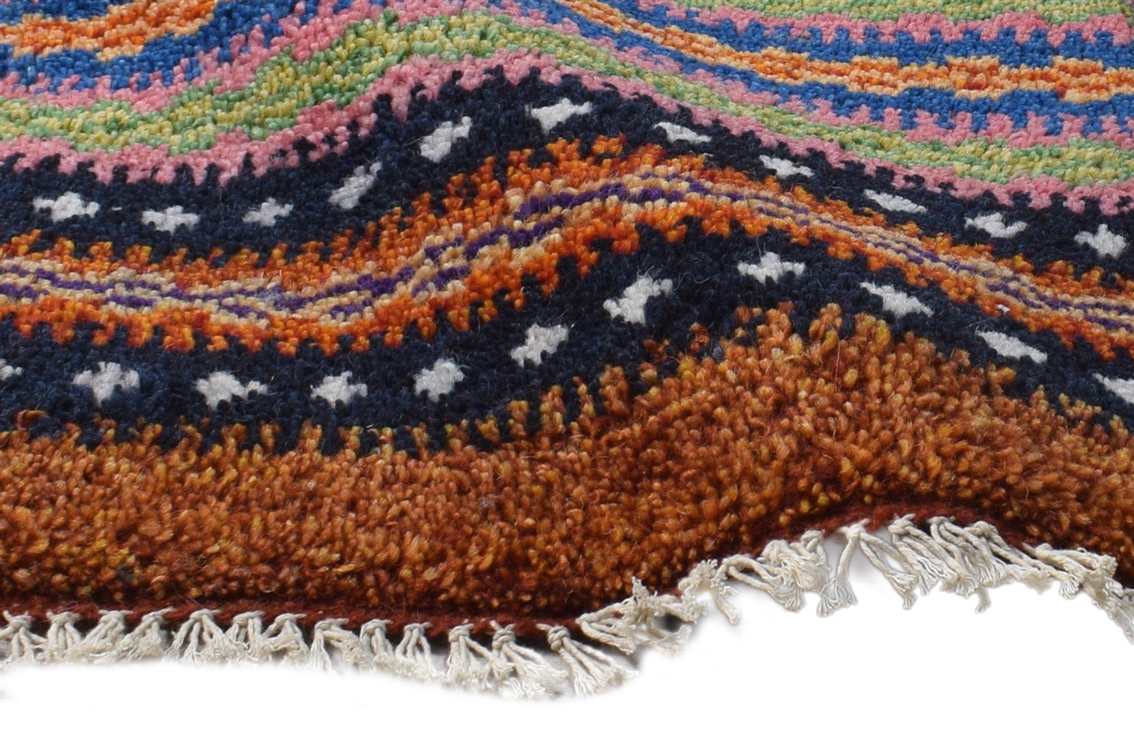 Fayth Hand Knotted Multi Color Wool Rug 1' X 2' Modern American Tribal 7865186517141