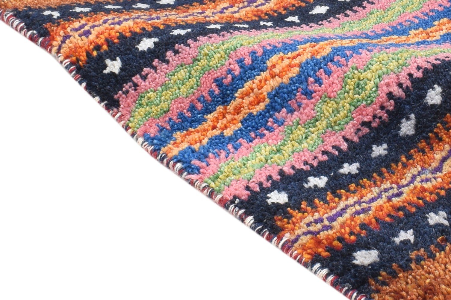 Fayth Hand Knotted Multi Color Wool Rug 1' X 2' Modern American Tribal 7865186517141