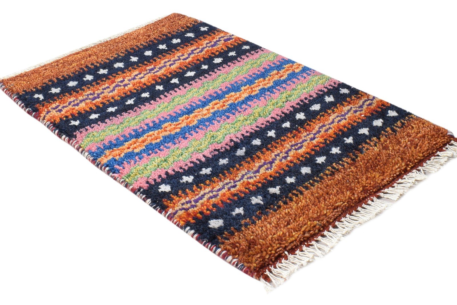 Fayth Hand Knotted Multi Color Wool Rug 1' X 2' Modern American Tribal 7865186517141