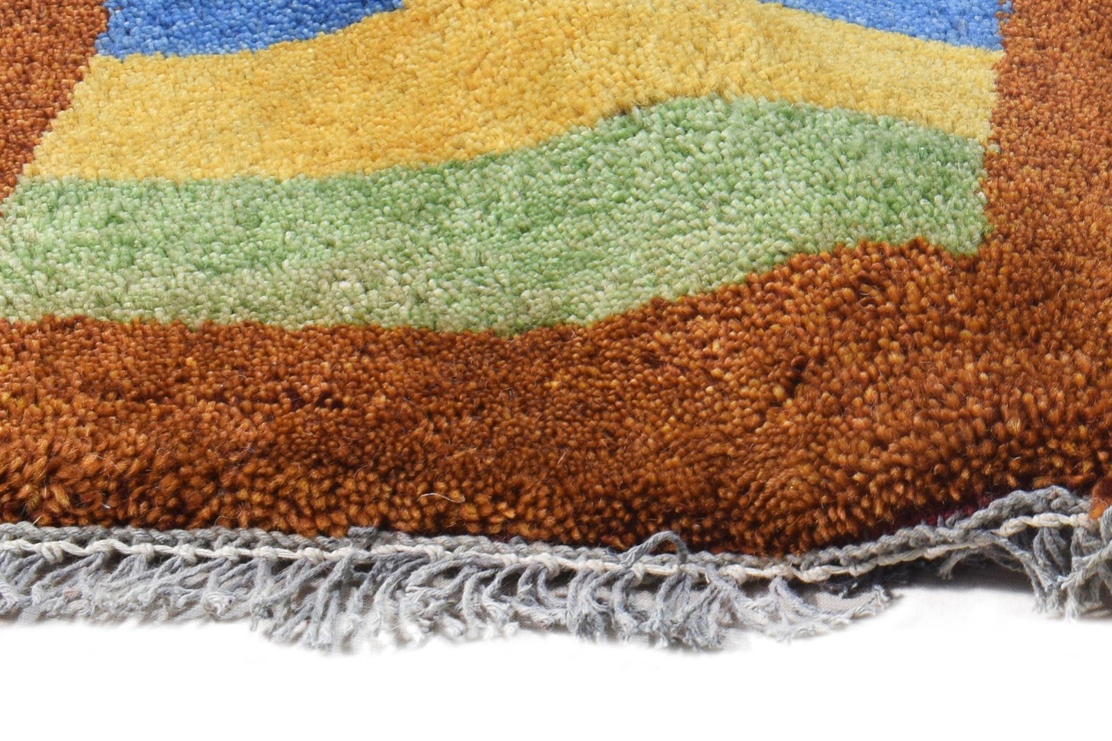 Hand Knotted Multi Color Wool Rug 1X2 Southwestern Gabbeh Striped Small Carpet 7865058918549