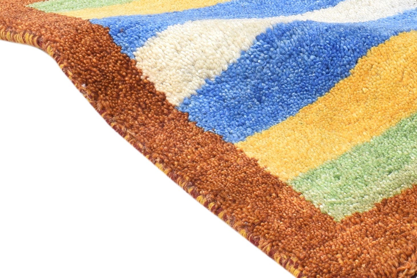 Hand Knotted Multi Color Wool Rug 1X2 Southwestern Gabbeh Striped Small Carpet 7865058918549