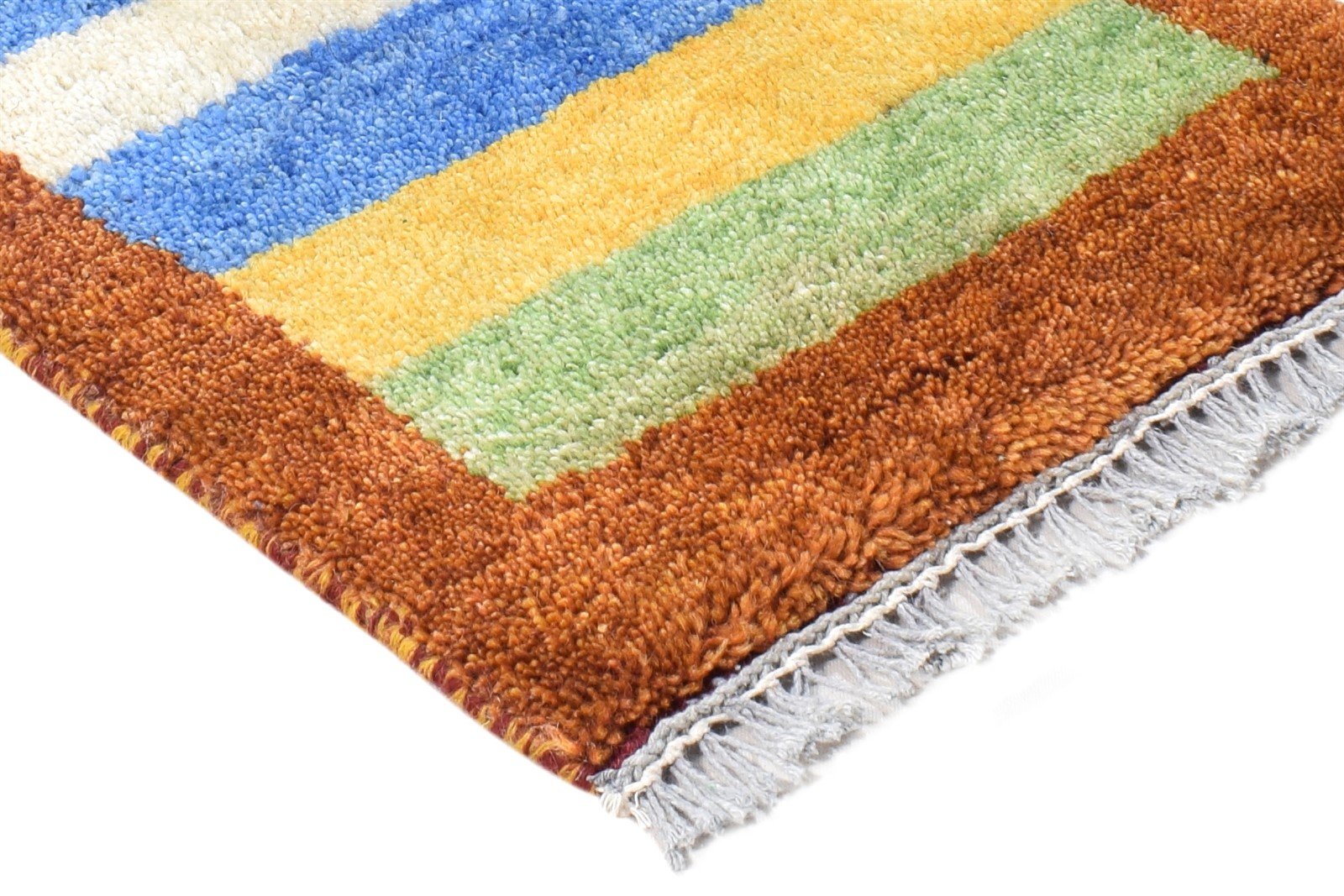 Hand Knotted Multi Color Wool Rug 1X2 Southwestern Gabbeh Striped Small Carpet 7865058918549