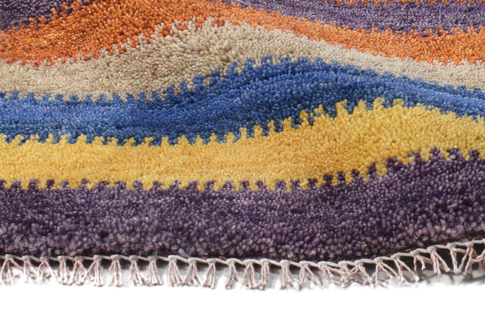 Myrah Hand Knotted Multi Color Wool Rug 1X2 Southwestern Gabbeh Striped 7865085624469