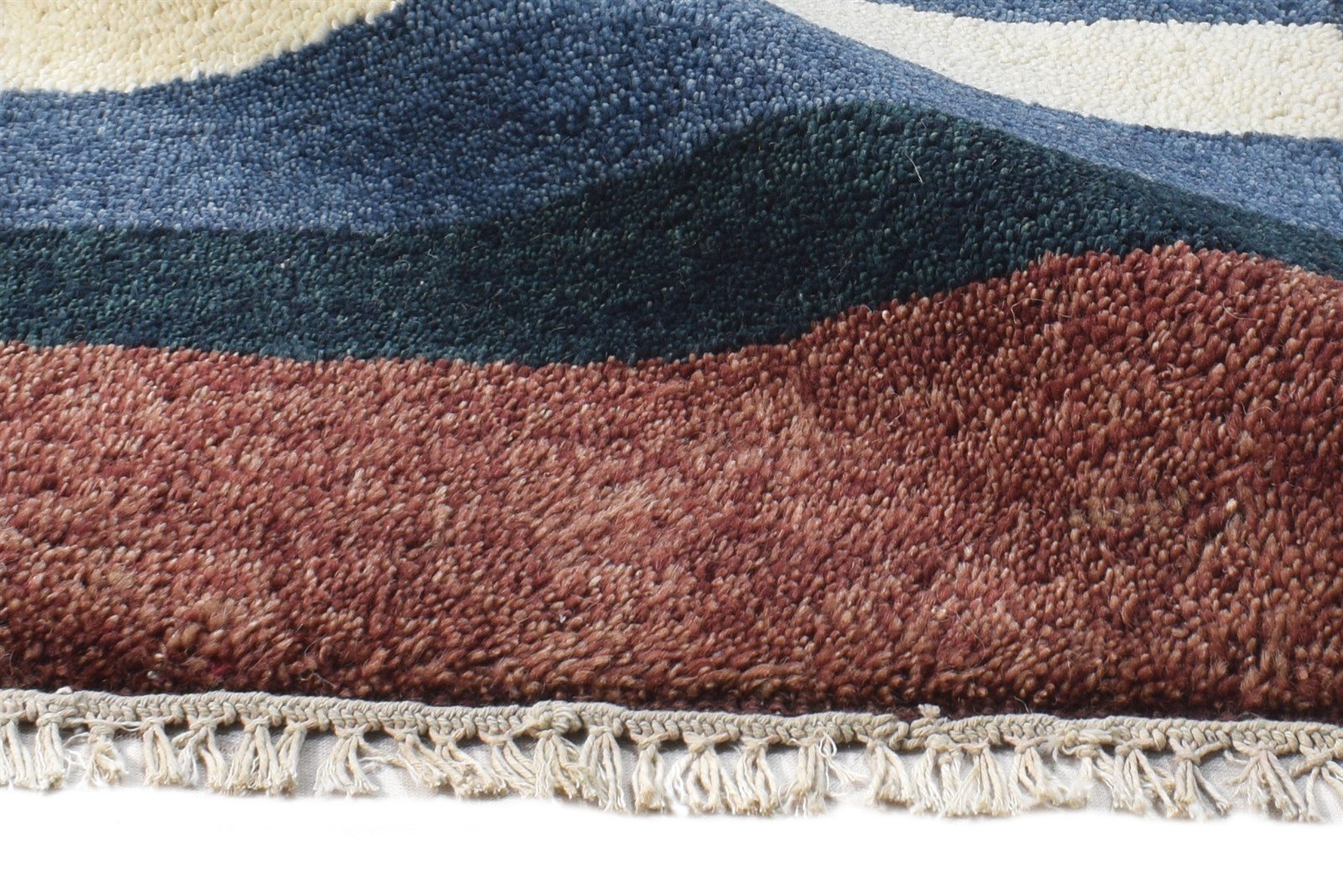 Hand Knotted Multi Color Wool Rug 1X2 Southwestern Gabbeh Striped Small Carpet 7865085231253