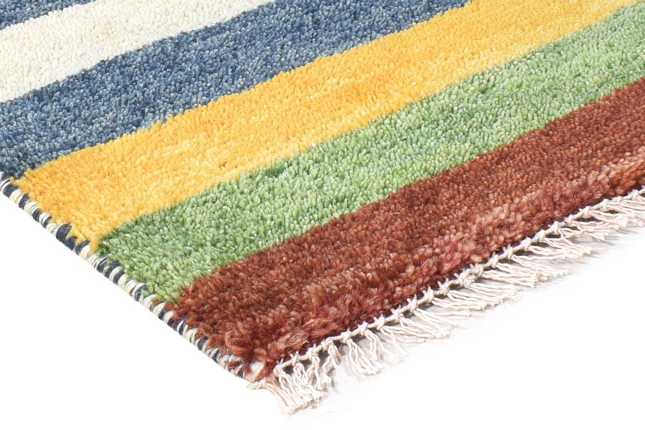 Hand Knotted Multi Color Wool Rug 1X2 Tribal Gabbeh Southwestern Small Carpet 7864509071509