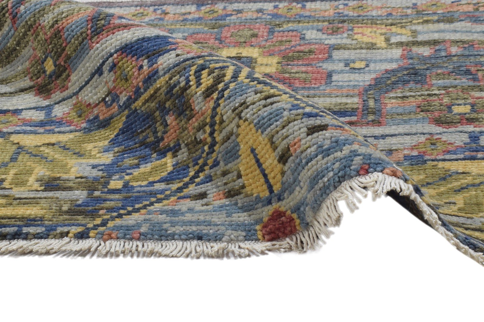 Hand Knotted Multi Color Wool Rug 2X2 Persian Heriz-Indian All-Over Small Carpet 7864844255381