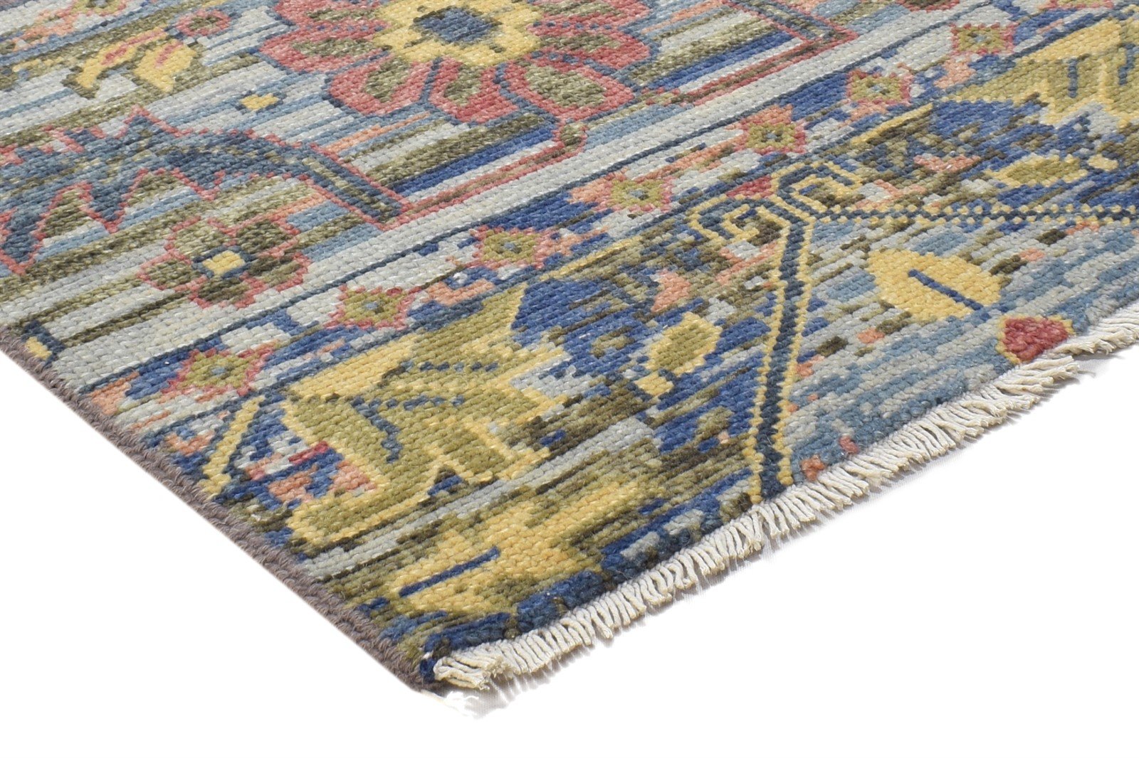 Hand Knotted Multi Color Wool Rug 2X2 Persian Heriz-Indian All-Over Small Carpet 7864844255381